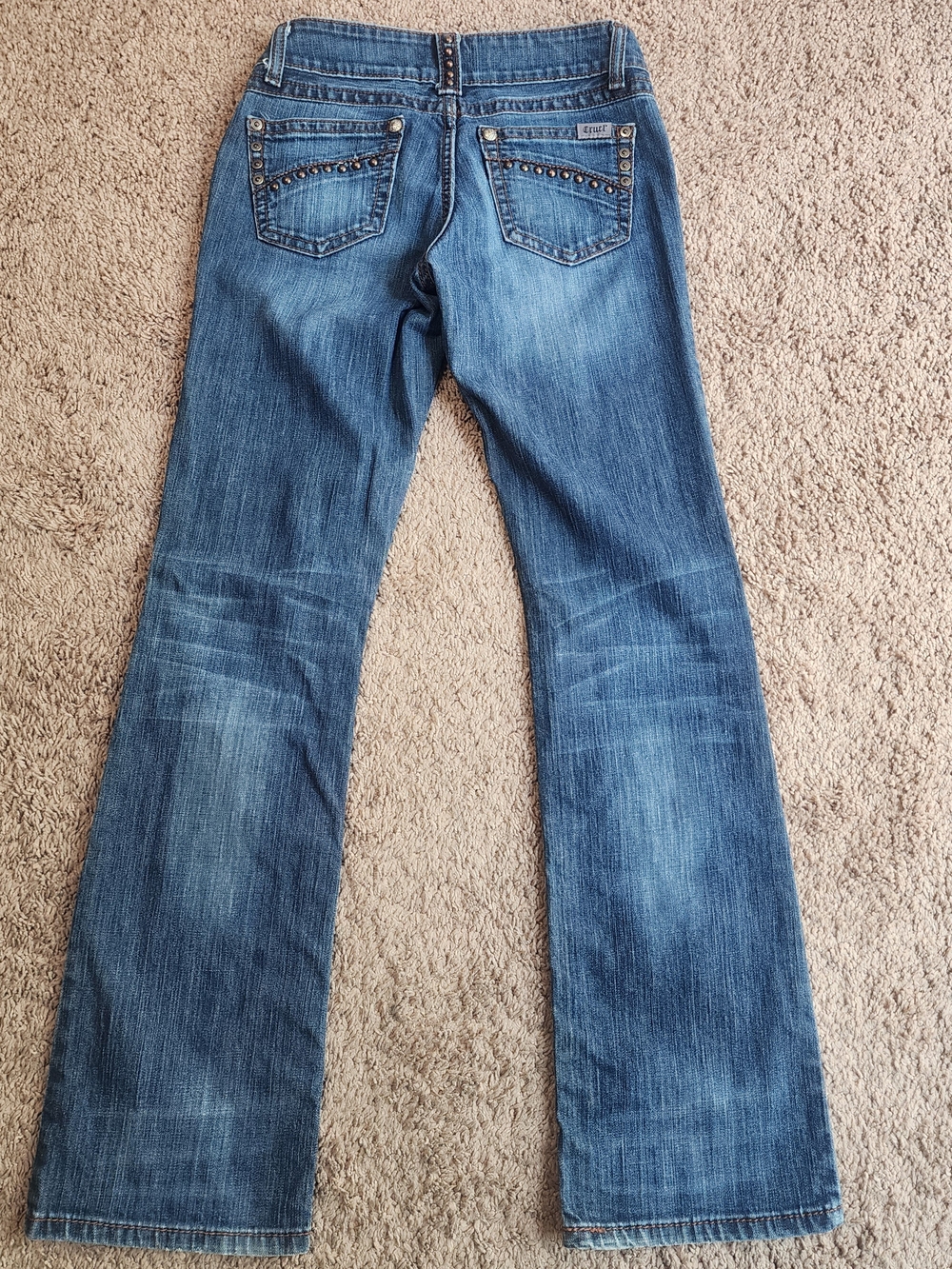 Cruel Kennedi Low Rise Stud-Embellished Women's Blue, Dark Wash Bootcut Jeans, 6